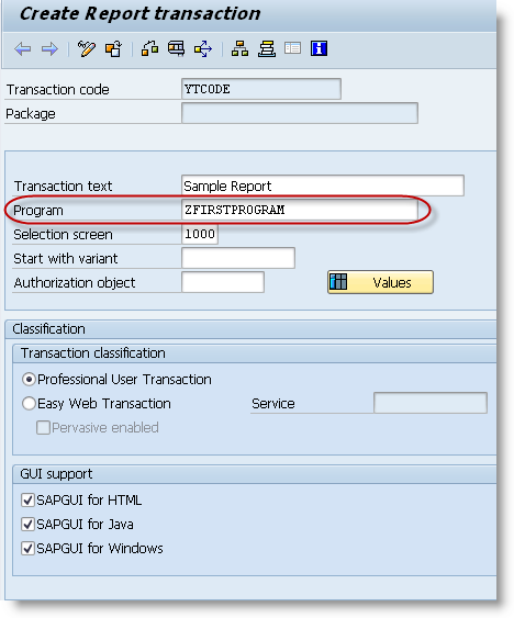 How to create a tcode for an ABAP report program? - SAPHub